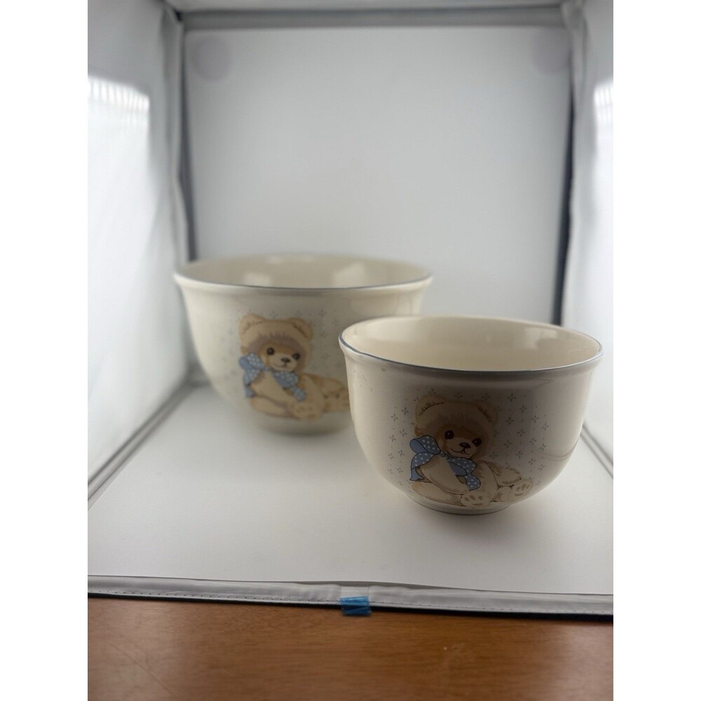 1990s Set Of Theodore Country Bears Vintage Mixing Bowls Tienshan Stoneware 9&7”